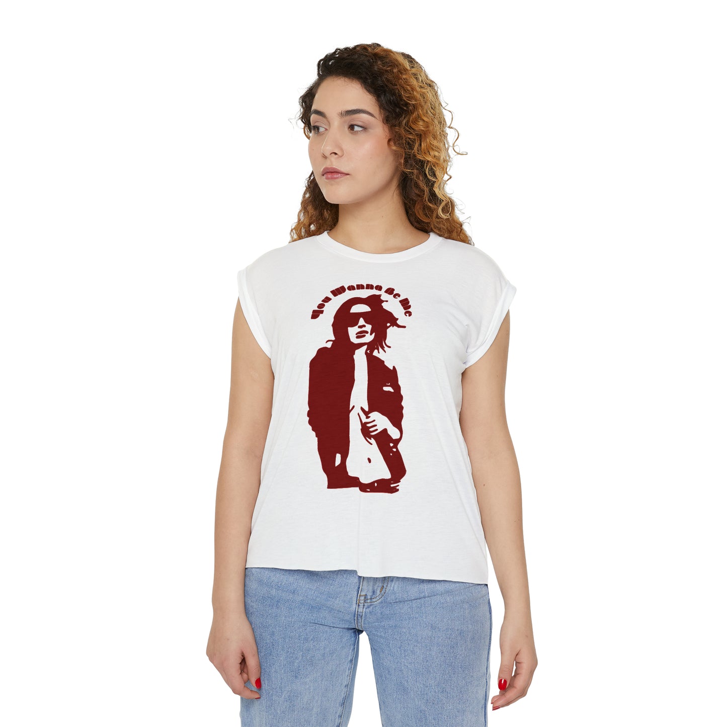 Wanna Be Me Rolled Cuffs Muscle Tee