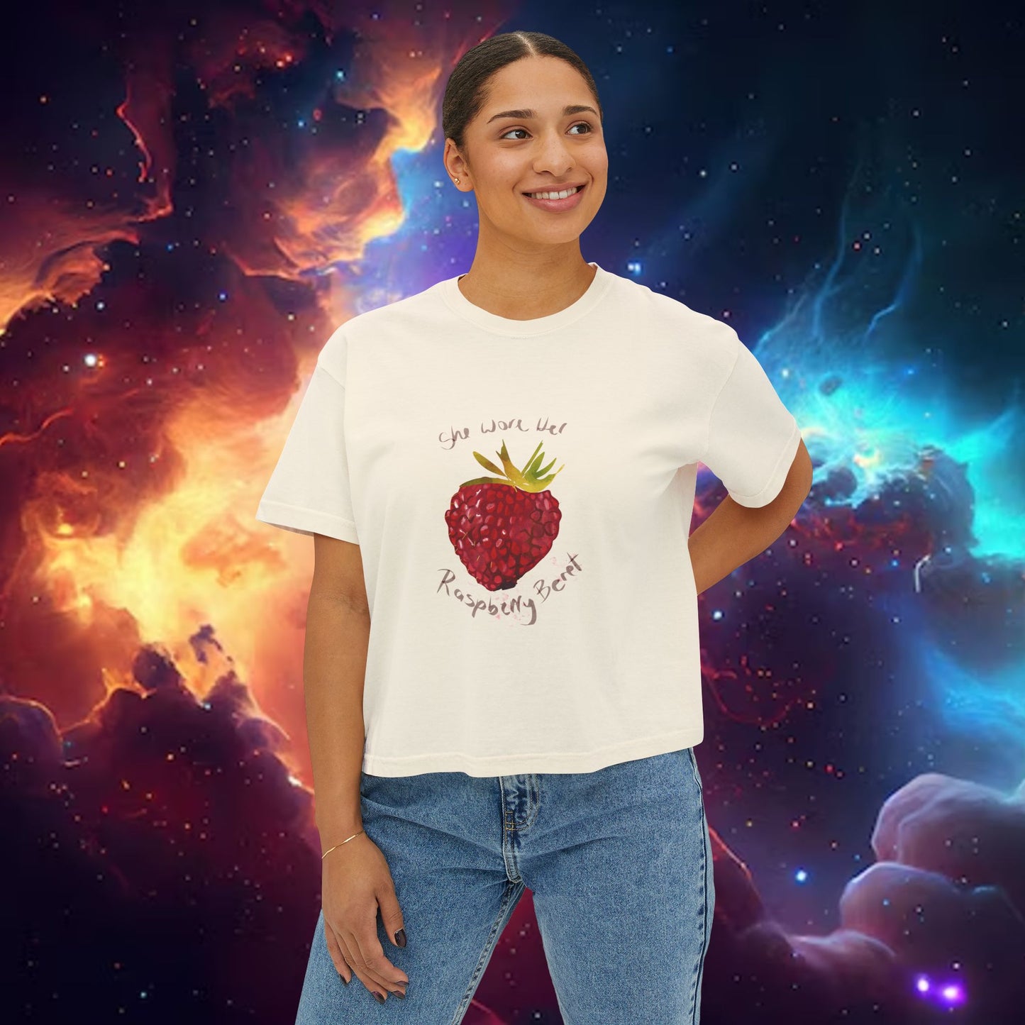 Raspberry Beret Boxy Crop
