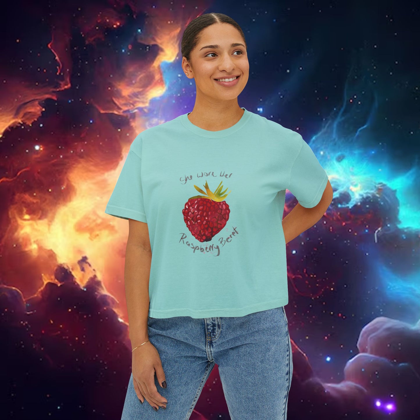 Raspberry Beret Boxy Crop