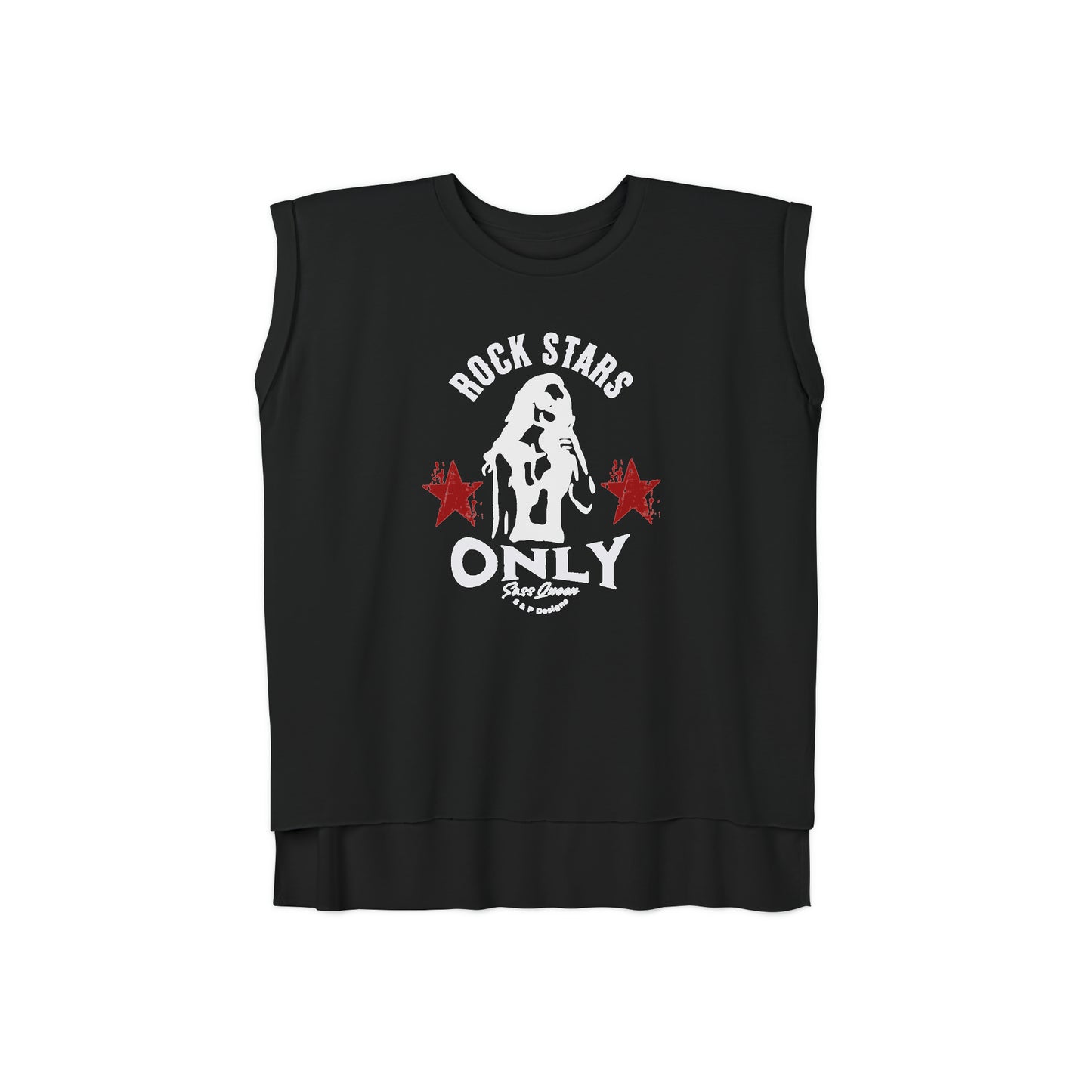 Rock Star Rolled Cuffs Muscle Tee (Black)
