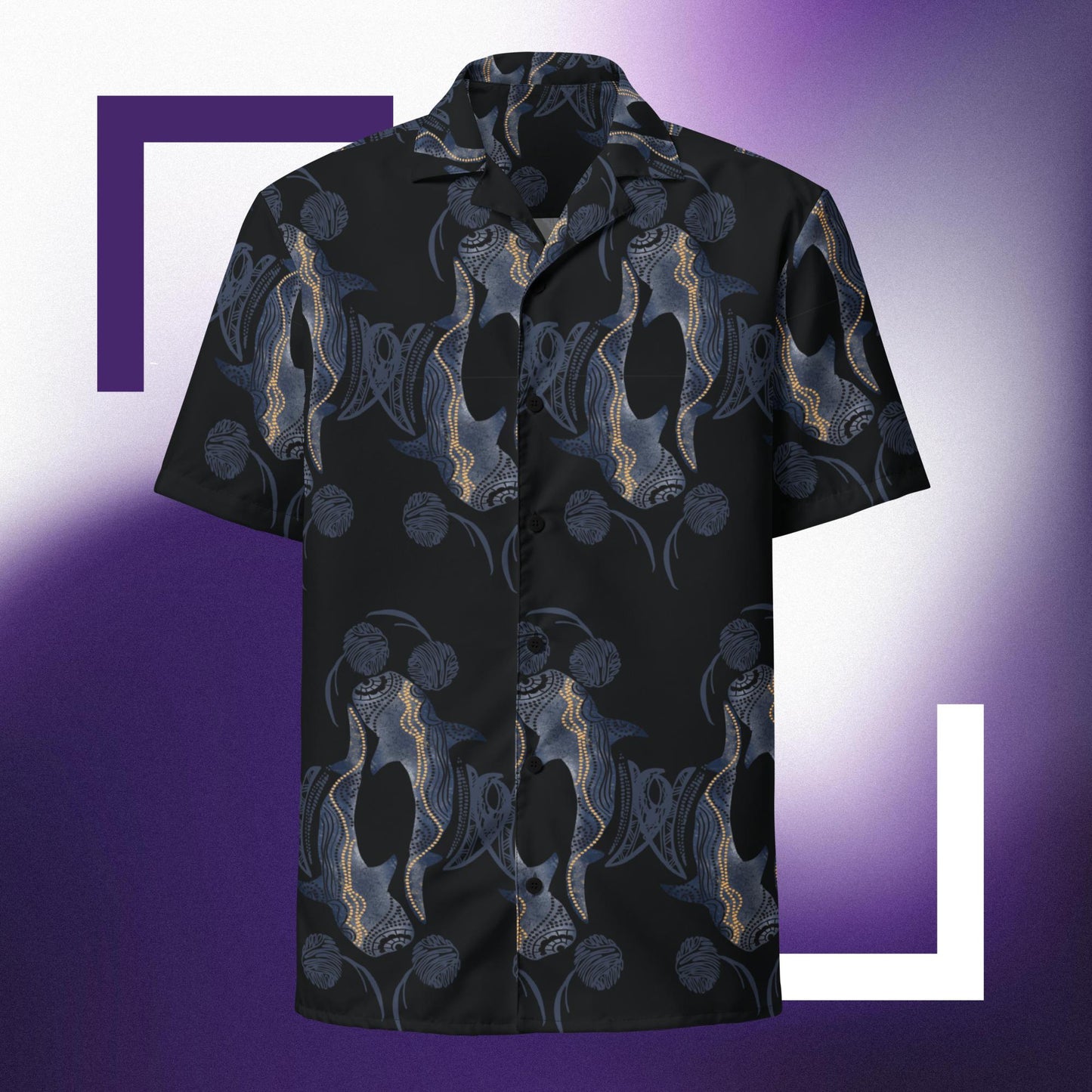 Whale Shark in Deep Marine Button Shirt