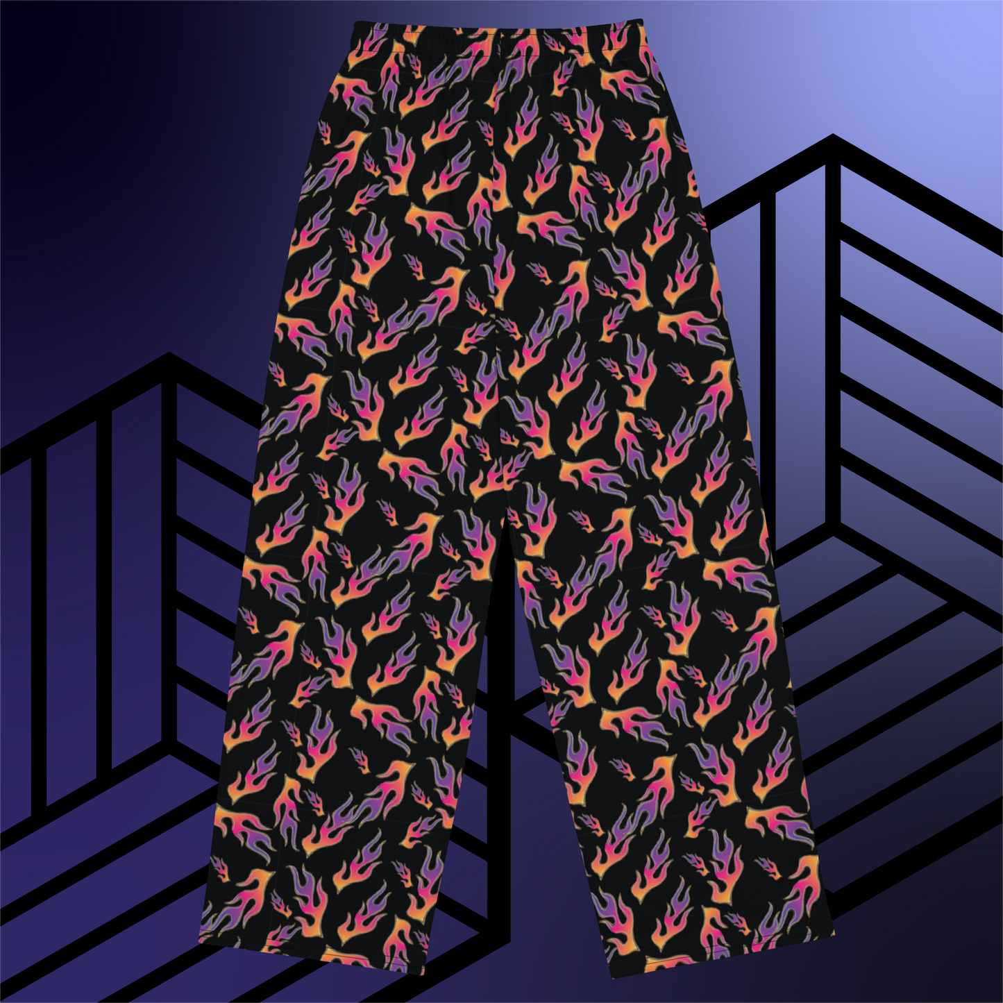 Neon Flames Bold Wide Leg Pants