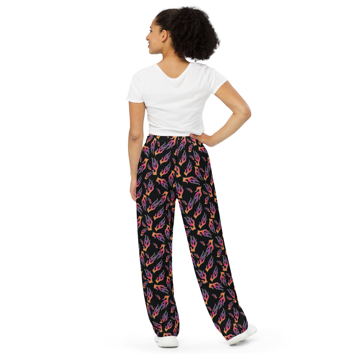 Neon Flames Bold Wide Leg Pants
