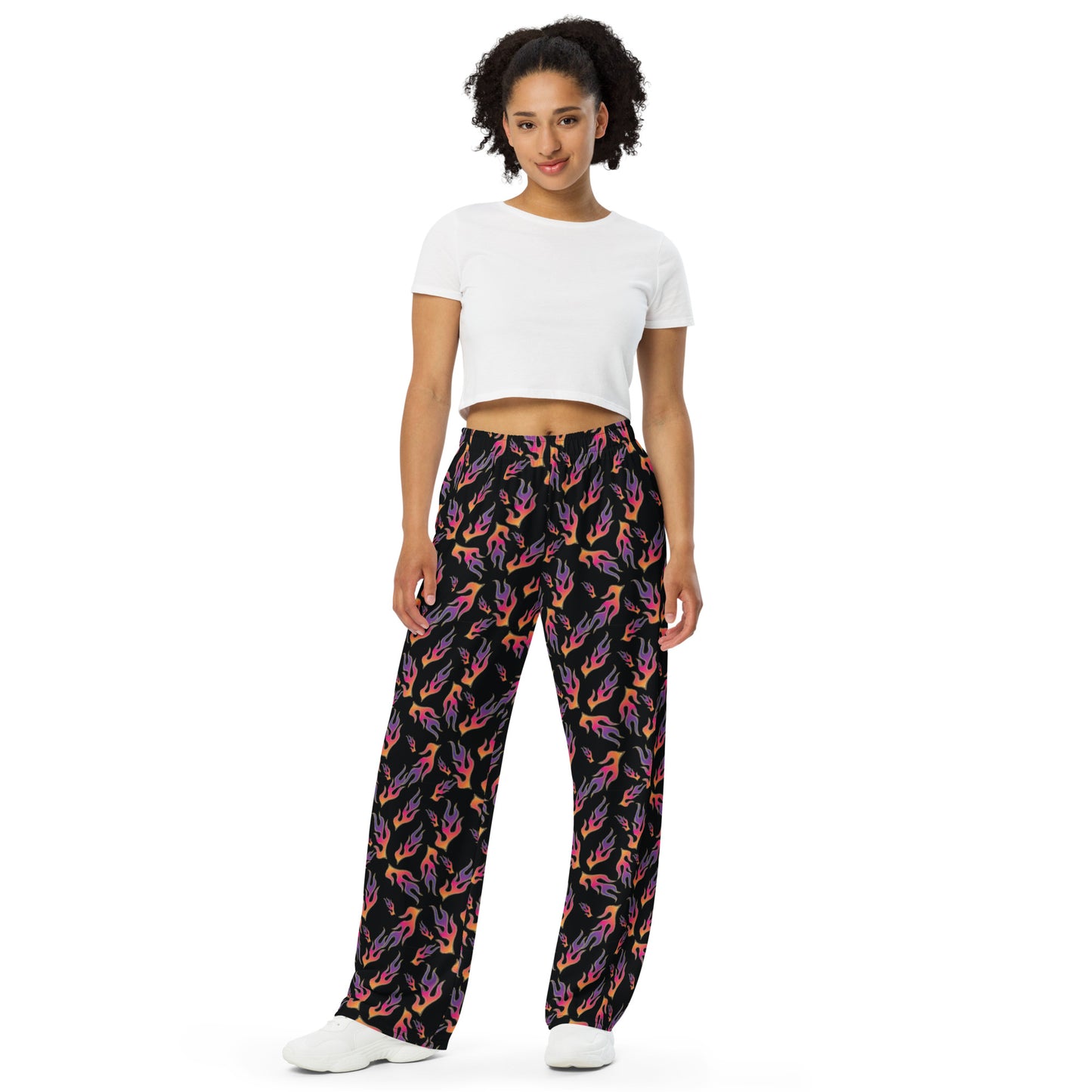 Neon Flames Bold Wide Leg Pants
