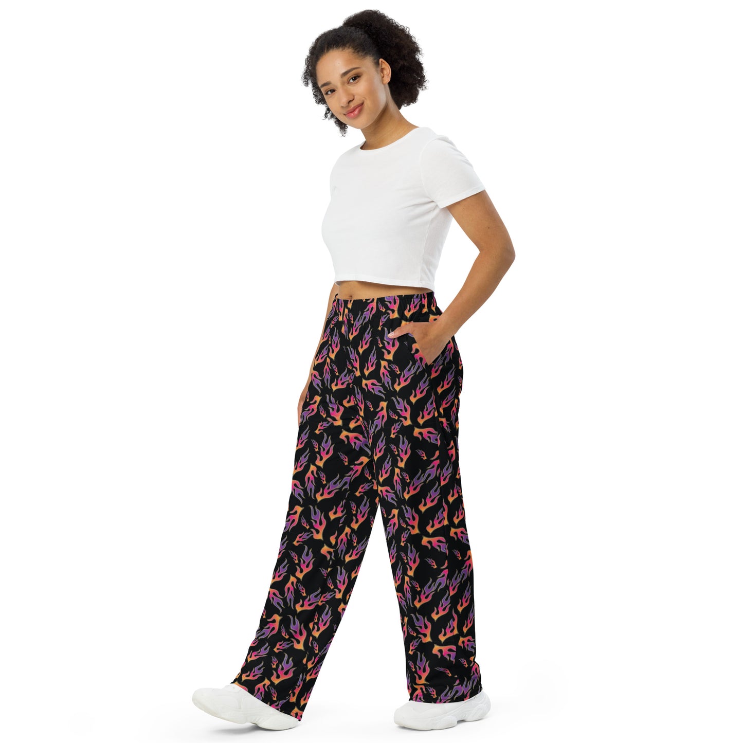 Neon Flames Bold Wide Leg Pants